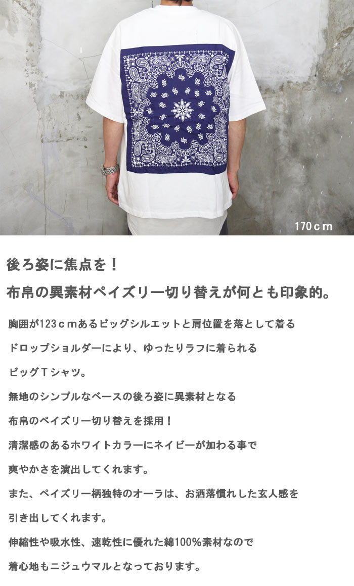 楽天市場】『異素材ペイズリー！』 バックデザインビッグTシャツ [M便