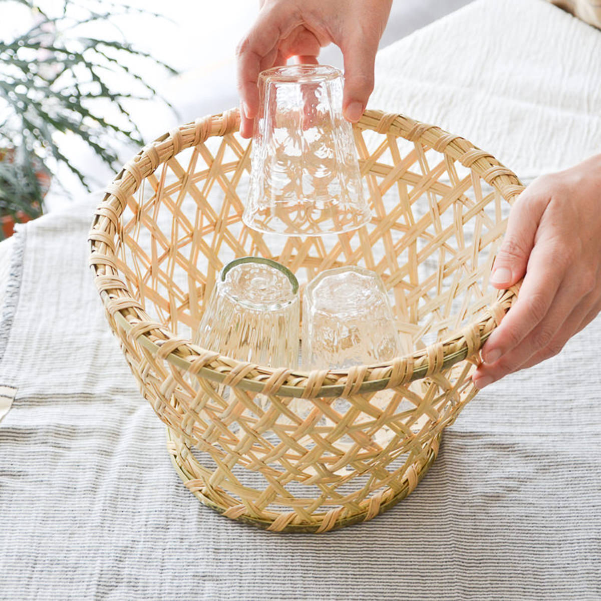 楽天市場】ごかご 小/中 2サイズ すず竹 六つ目編み 高台付き 椀かご