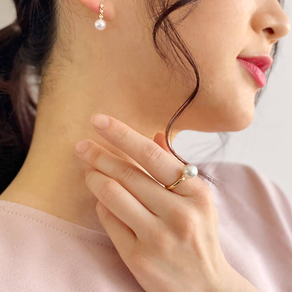 楽天市場】《LUXE》 あこや真珠 リング 9.0-9.5mm K18 パール 指輪