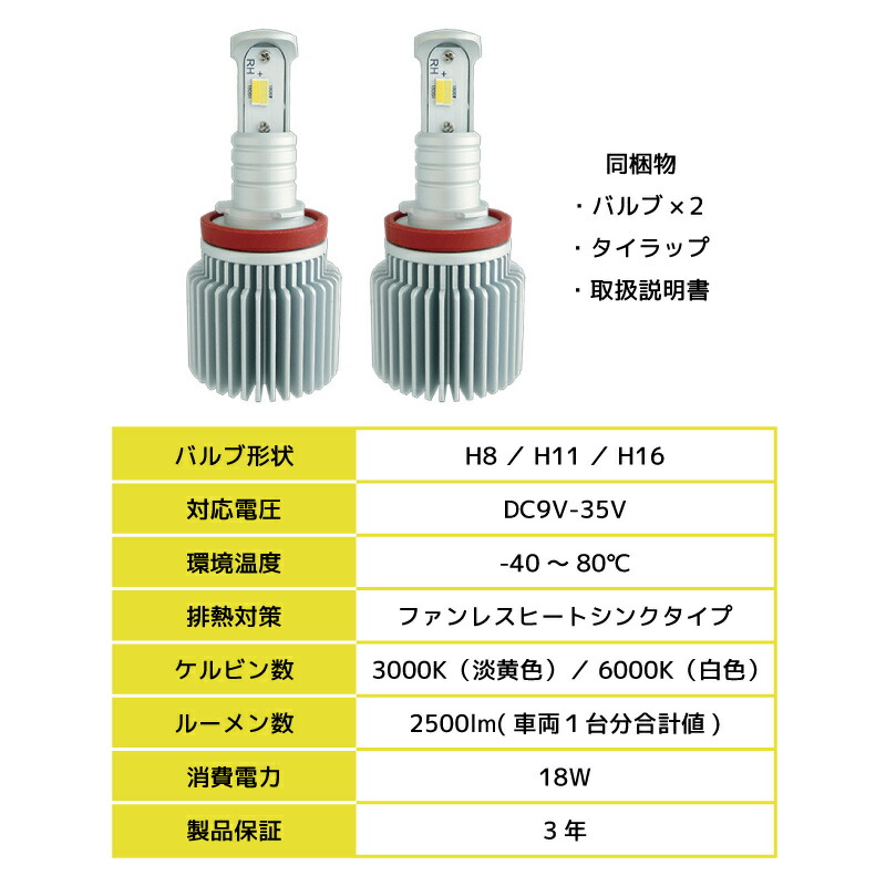 楽天市場】フォグ ランプ LED H8 H11 H16兼用 白色 ホワイト 淡黄色