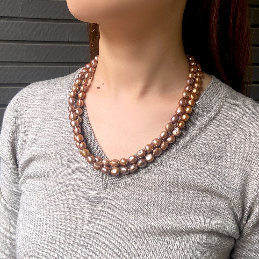 楽天市場】淡水パール ネックレス 真珠 ロング ショコラブラウン