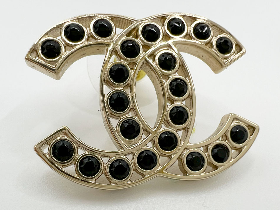 楽天市場】CHANEL シャネル CCマーク ラインストーン ピアス ゴールド