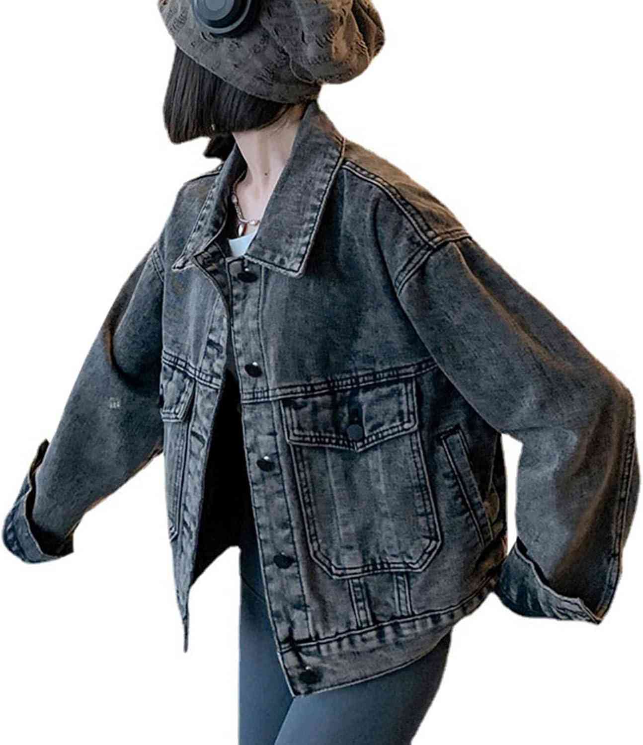 楽天市場】デニムジャケット グレー レディース 折り襟 韓国