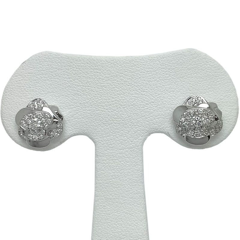 楽天市場】CHANEL シャネル カメリア ダイヤモンド ピアス 750WG K18WG