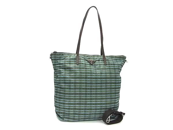 楽天市場】□極美品□ PRADA プラダ テスートナイロン チェック柄 2WAY