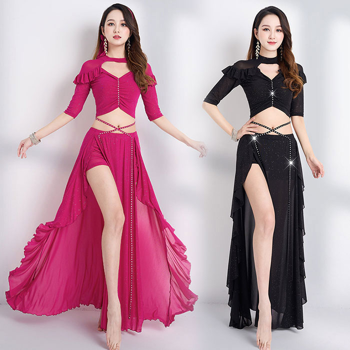 楽天市場】ベリーダンス 衣装 レッスン着 セットアップ 星屑 キラキラ