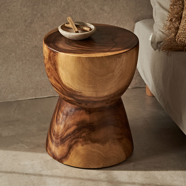 楽天市場】サイドテーブル 丸 無垢 スツール ウッド 椅子 木製