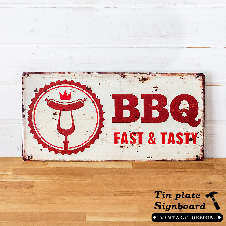 楽天市場】ヴィンテージ風 サインボード BBQ サインプレート