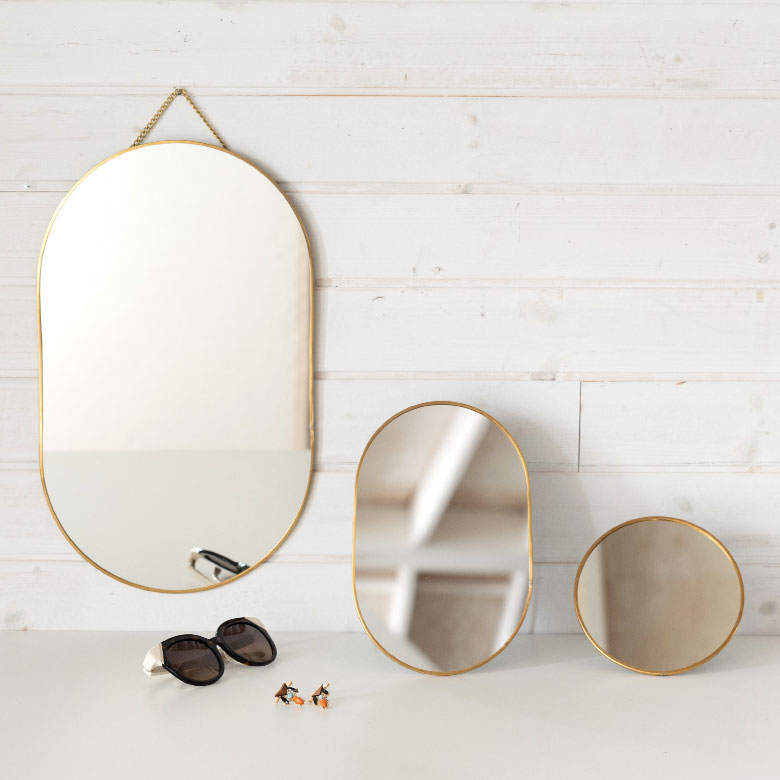 楽天市場】ウォールミラー オーバル 真鍮フレーム ゴールド ミラー 鏡