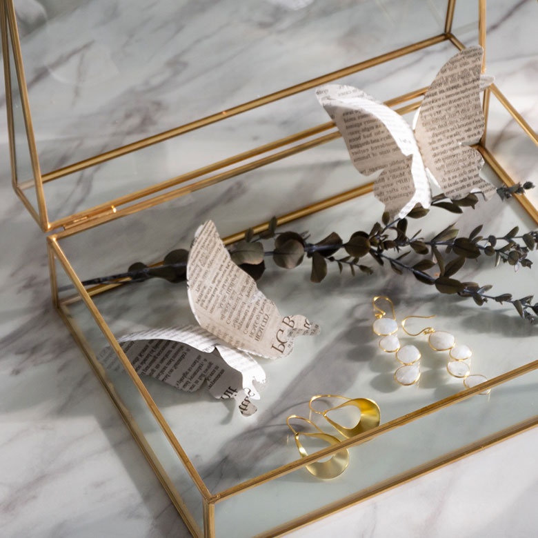 楽天市場】ガラスと真鍮でできたジュエリーボックス Brass ガラス