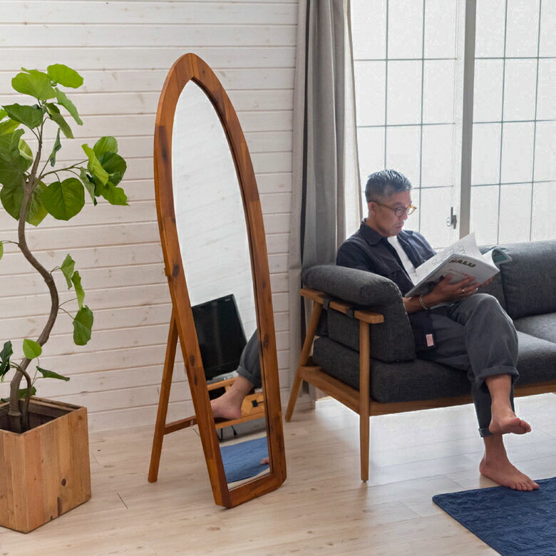 楽天市場】ミラー スタンドミラー 高さ160cm 木製 飛散防止ミラー