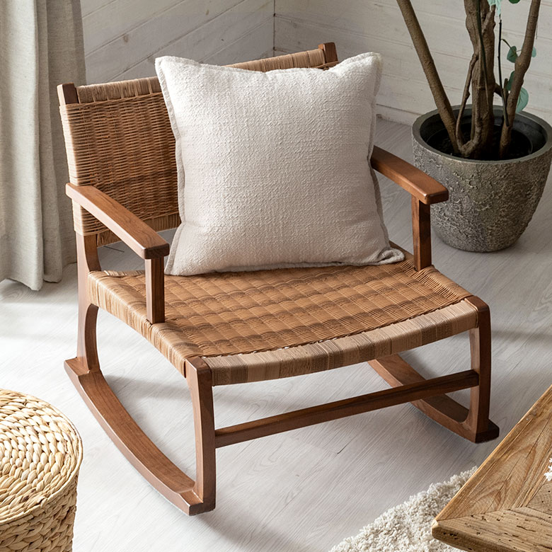 楽天市場】ロッキングチェア チェア 椅子 ラタン調 約 W 60cm D 65cm H