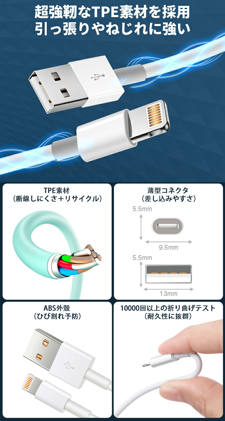 楽天市場】iphone 充電器 TypeC充電 ケーブル ライトニングケーブル
