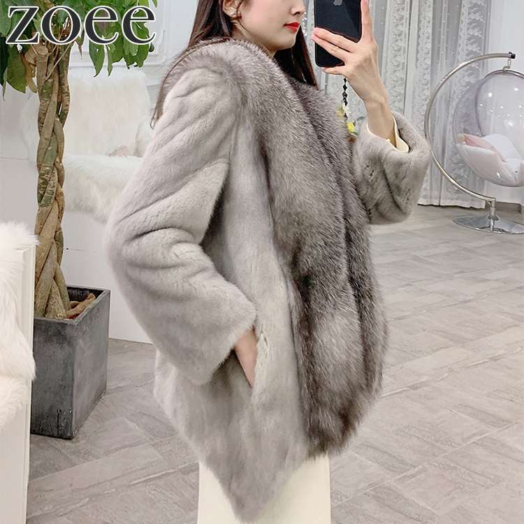 楽天市場】ミンクファージャケット 七分袖 フォックスファー付き 高級