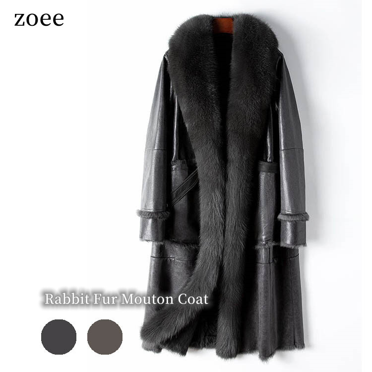 楽天市場】豪華フォックスファー襟 Wフェイス ラビットファームートン