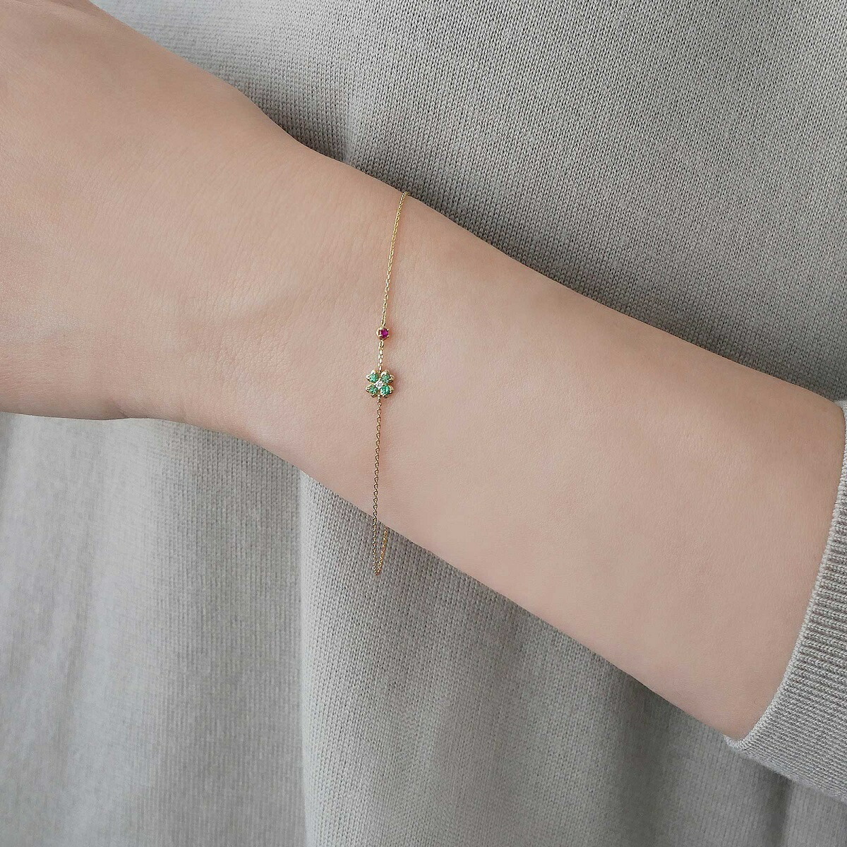 楽天市場】K10イエローゴールド エメラルドダイヤモンドブレスレット