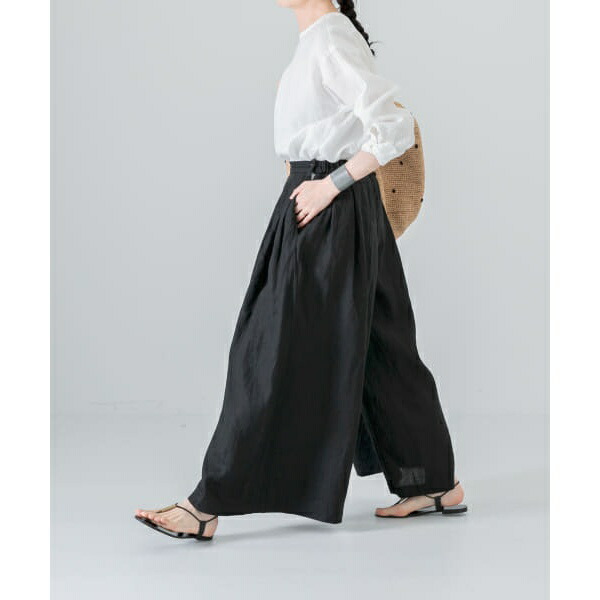 2025 春夏新作 かぐれ kagure リネンレーヨンワイドギャザーパンツ＊Y