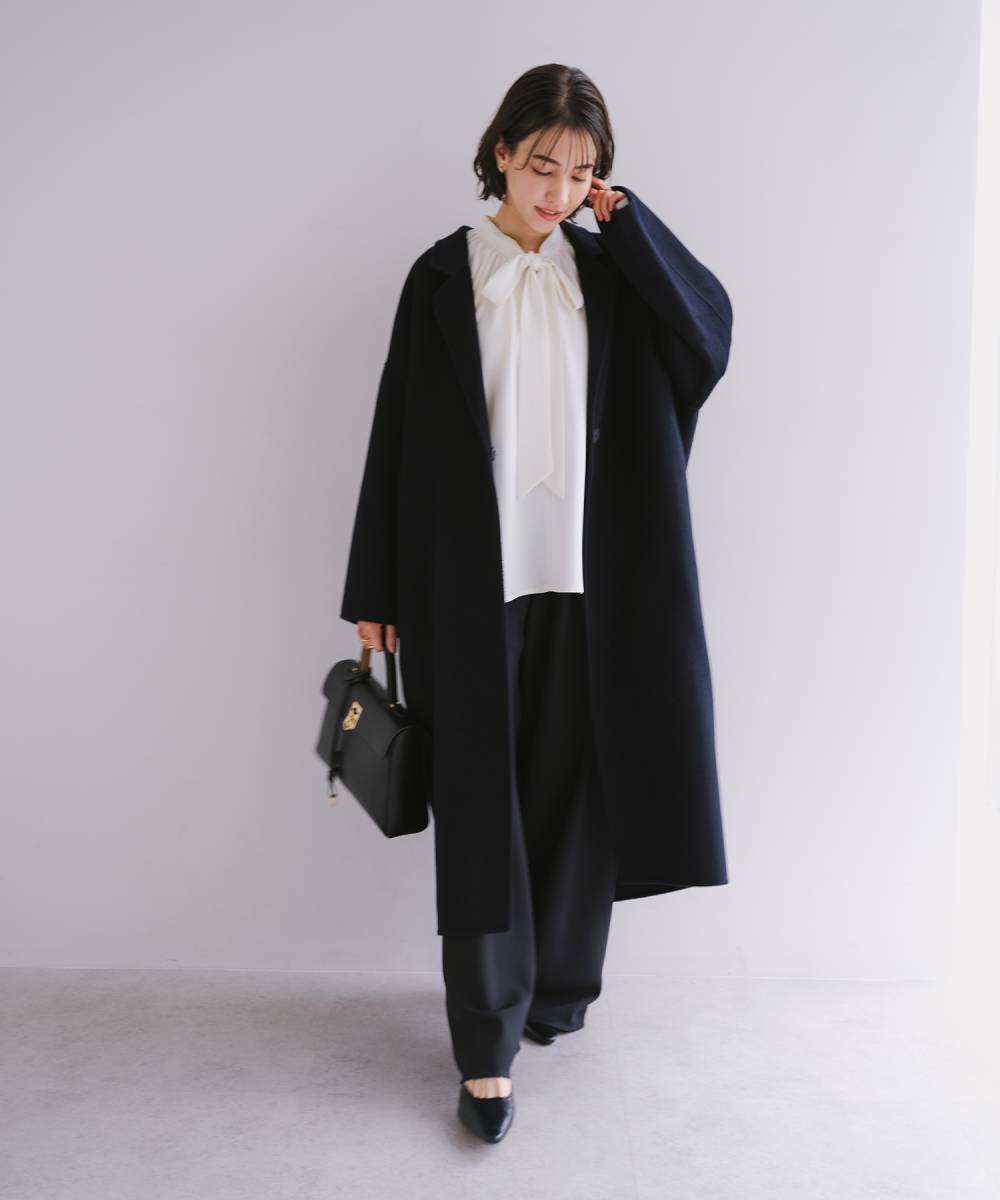 楽天市場】リバー ロング コクーン コート evernavy エバーネイビー