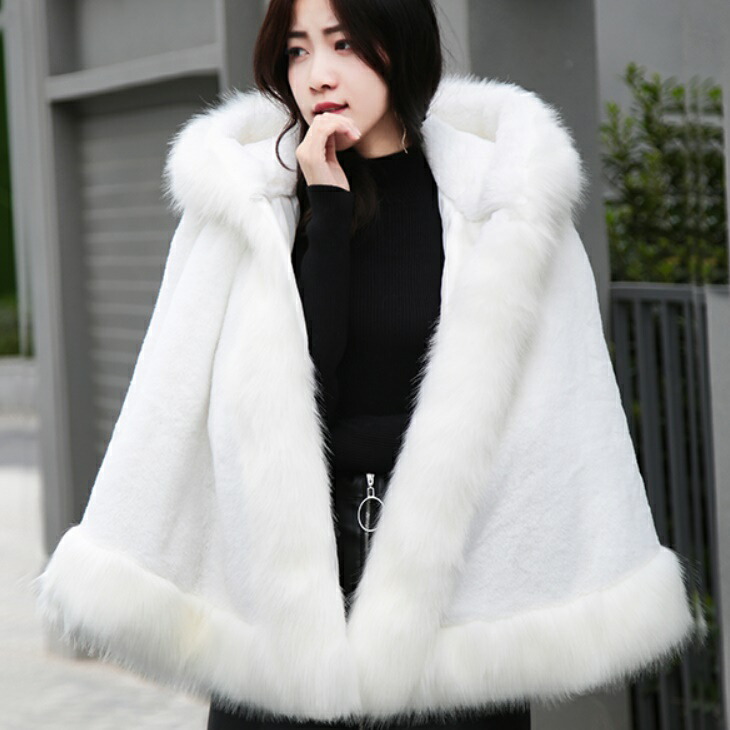 楽天市場】ファー ポンチョ もこもこ ふわふわ ジャケットポンチョ