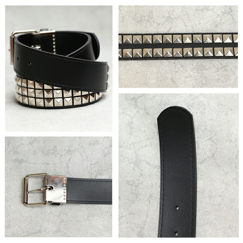 楽天市場】新作 ベルト メンズ 3連 ピラミッド スタッズベルト 全1色