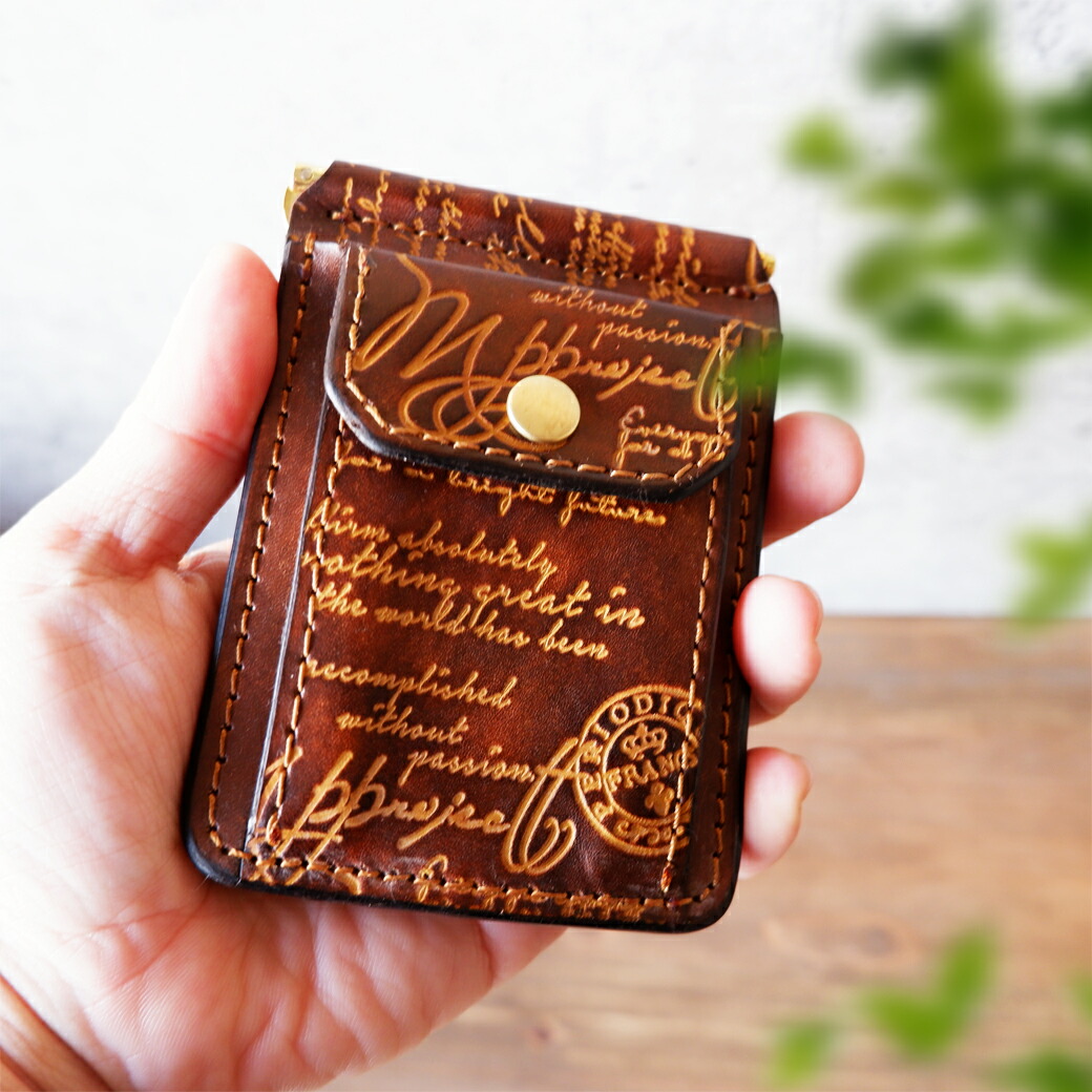 楽天市場】【スーパーSALE】 マネークリップ 小銭入れ付き 革 二つ折り