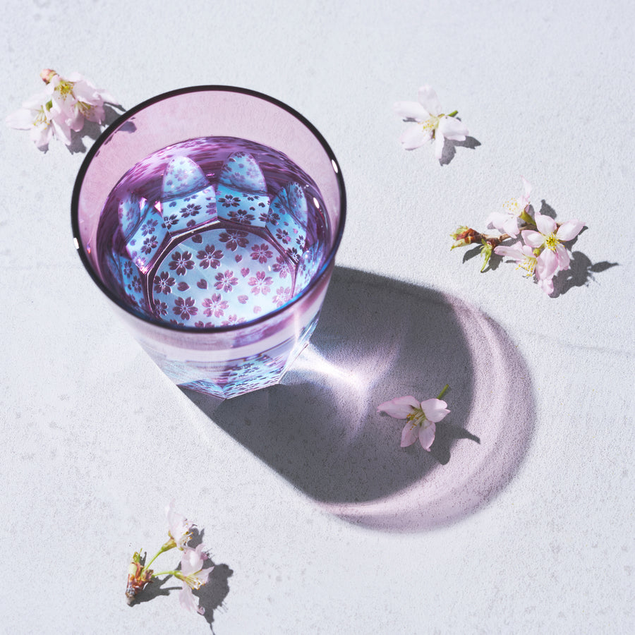 ガラス専門店｜ 江戸切子｜椎名切子 ｜砂切子 サクラサク 大サイズ