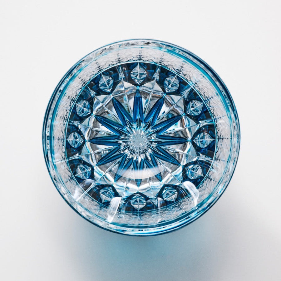 ガラス専門店｜江戸切子｜鍋谷 聰｜ロックグラス 光華 ブルー – TSUCHI