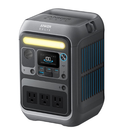 アンカー、肩掛けできて携行時に両手が空くポータブル電源。防災セット