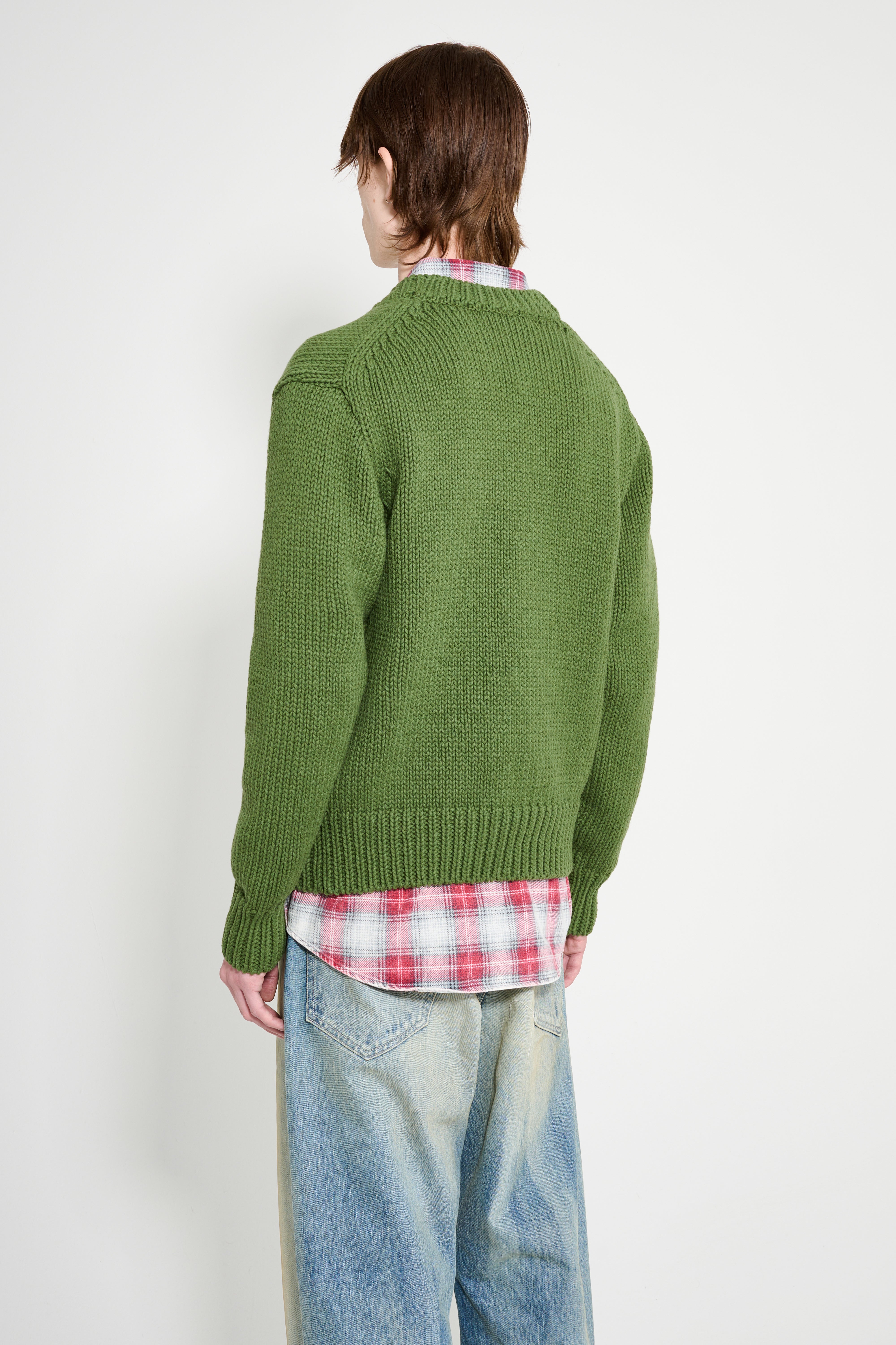 Auralee Wool Cashmere Felted Knit Cardigan Olive – Très Bien