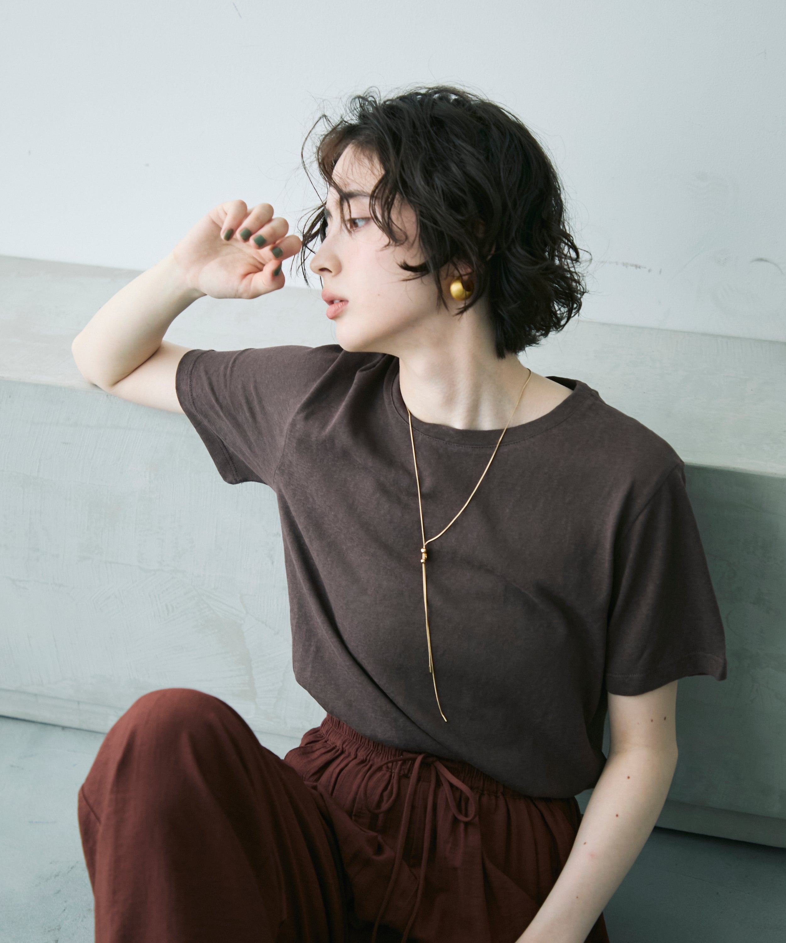 シアークルーネック半袖Tシャツ | Trish