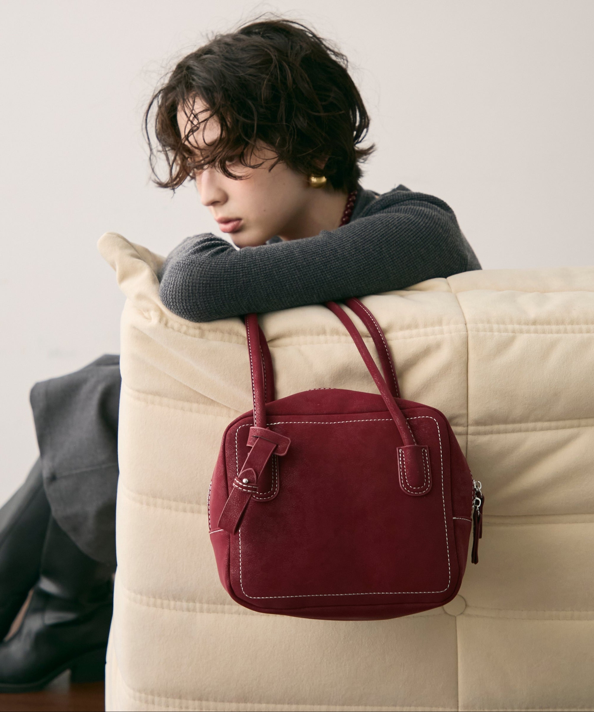 ロングハンドルスクエアボストンBAG | Trish