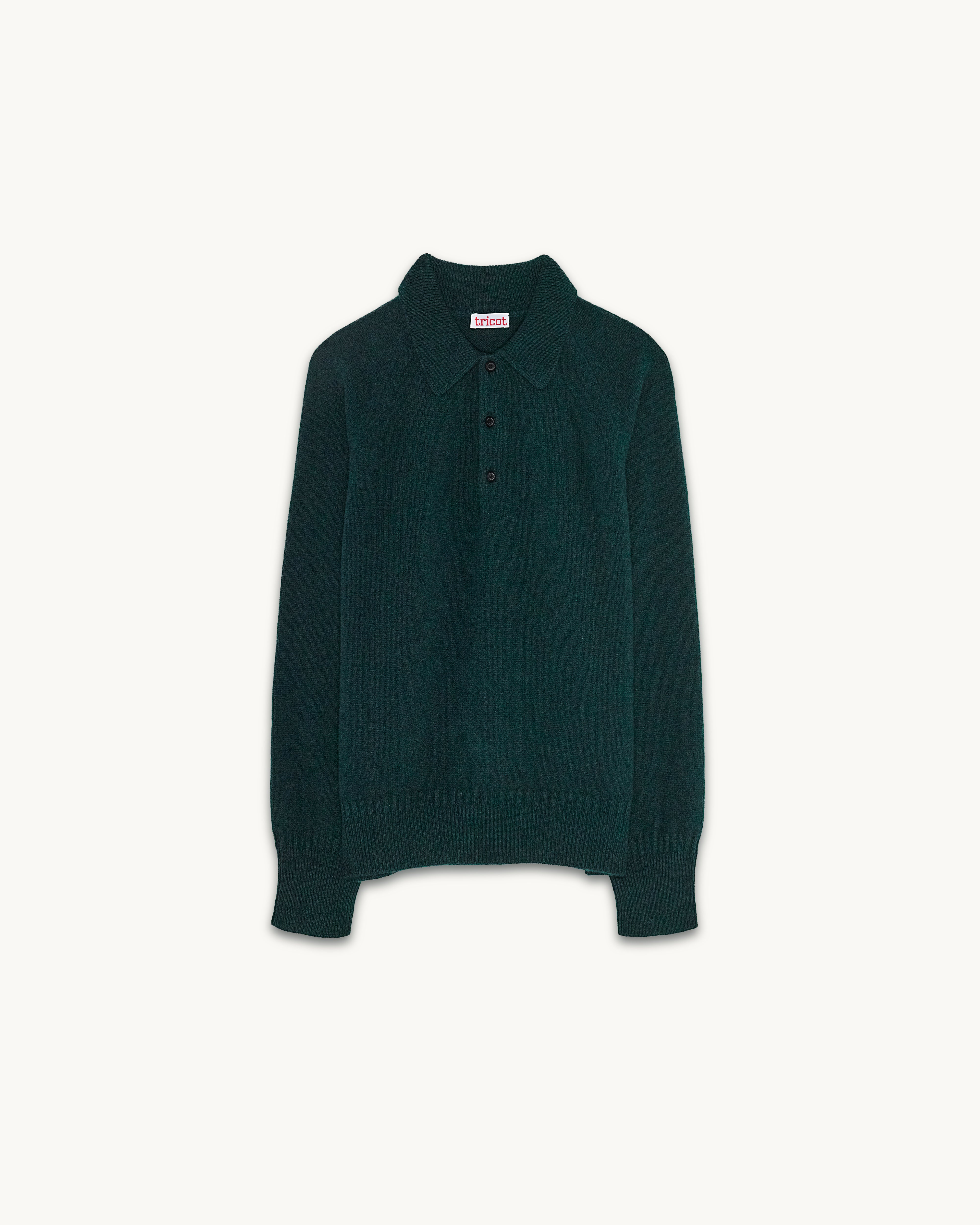 Women's Green Cashmere polo | Tricot