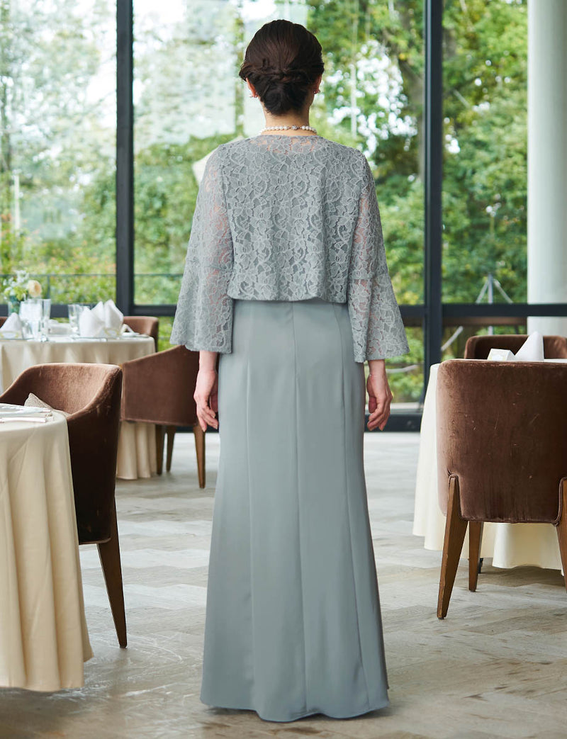 結婚式 母親ドレス グレー・マザーズドレス アンサンブル ボレロ付