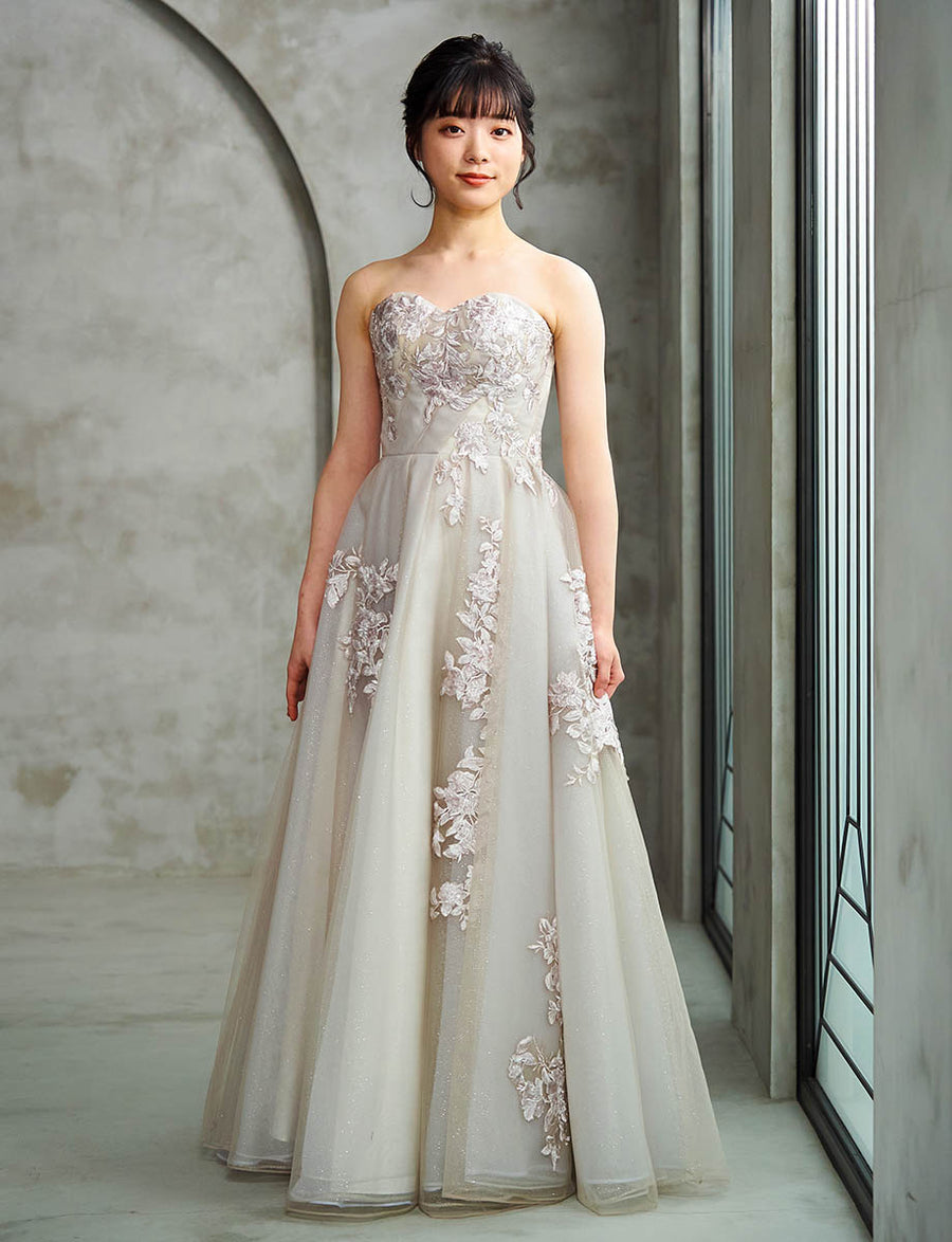 演奏会ドレス・ステージドレスにお薦めシャンパンベージュロングドレス