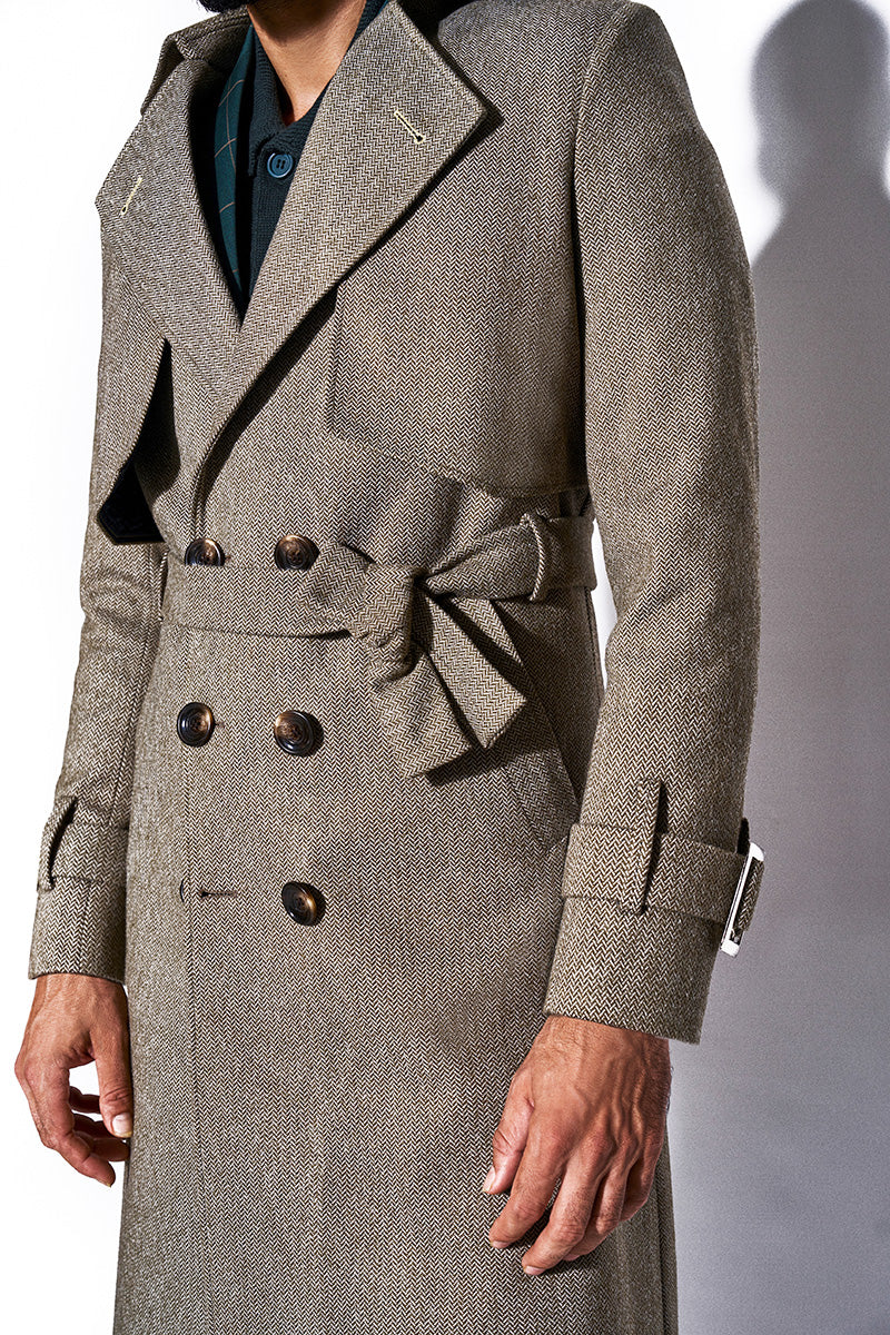 Green Herringbone Tweed Overcoat – Tweed and Twine