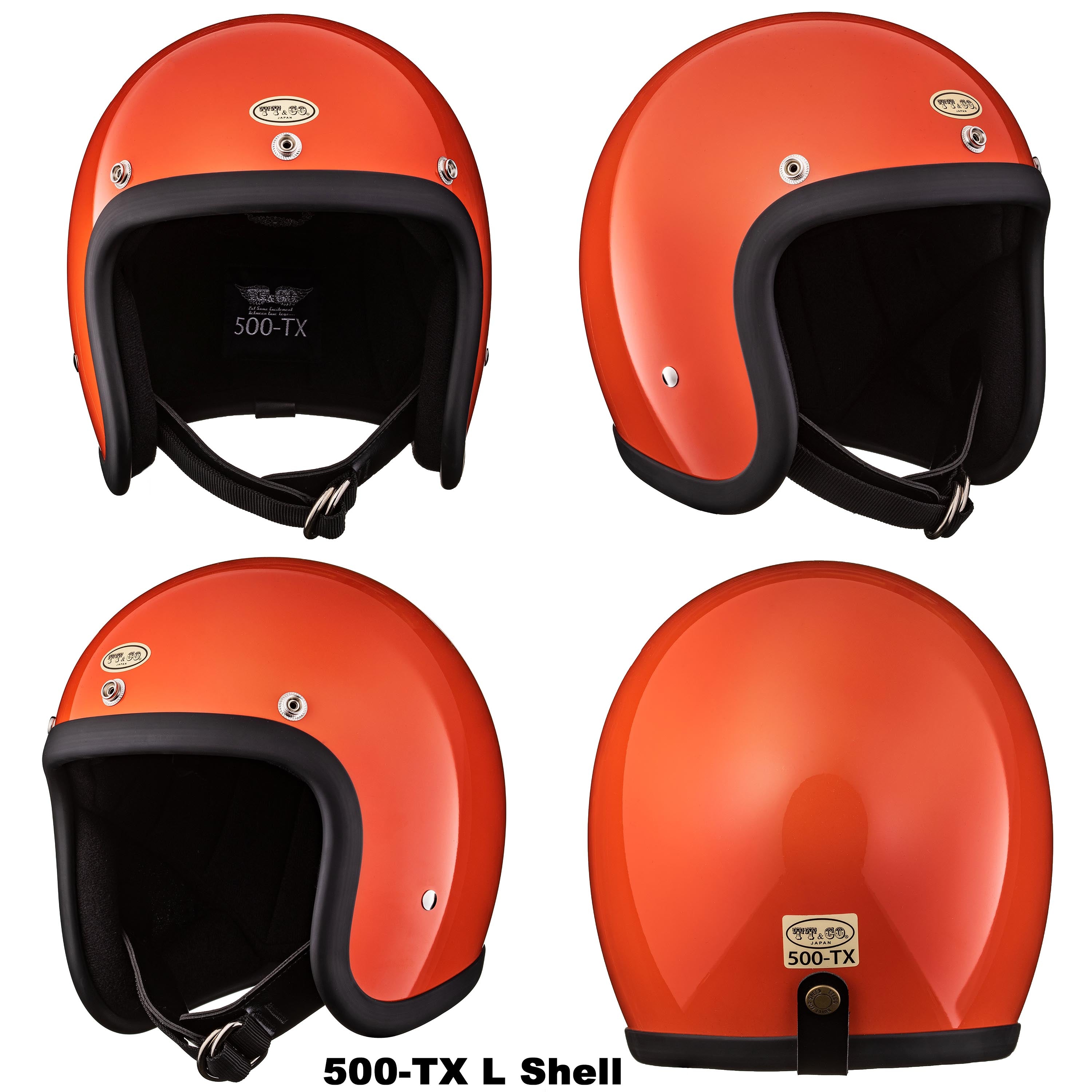 TT&CO. NEW MODEL 500-TX STANDARD ORANGE 3/4 OPEN FACE MOTORCYCLE