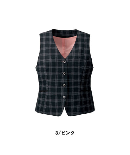 全2色】チェック柄ベスト（抗ウイルス×抗菌防臭加工） FV36463 | 事務