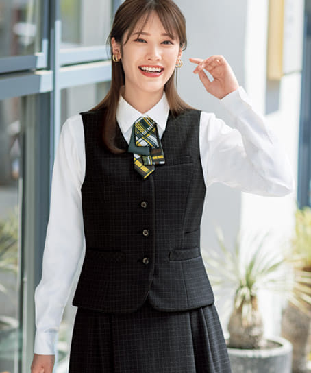 全2色】チェック柄ベスト（ストレッチ・抗ウイルス加工・消臭） S