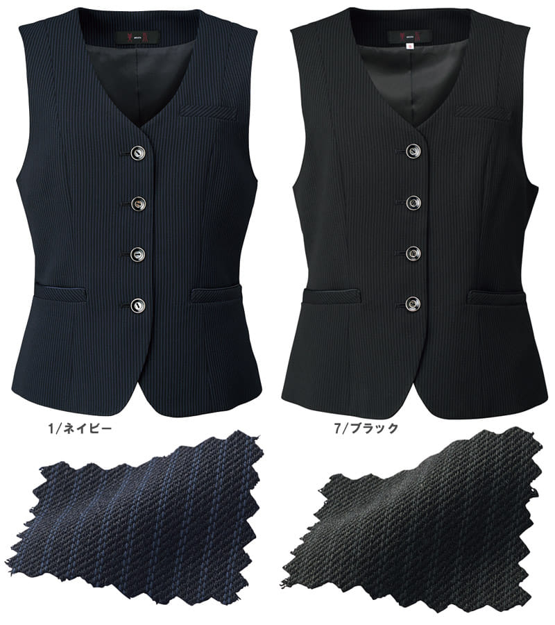 全2色】ベスト（美ストレッチシリーズ・クールストライプ） SA340V
