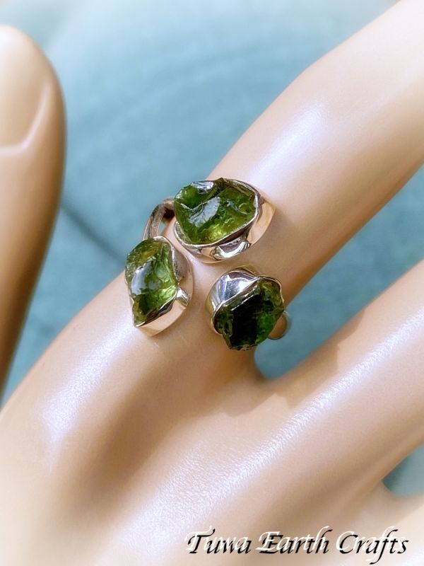 浄化・心機一転・癒し】高品質 グリーンアパタイト原石シルバーリング