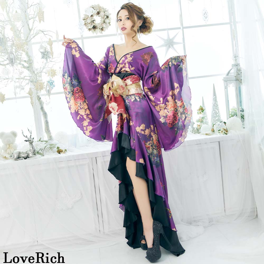 着物ロングドレス 和柄 衣装 ダンス よさこい 花魁 コスプレ