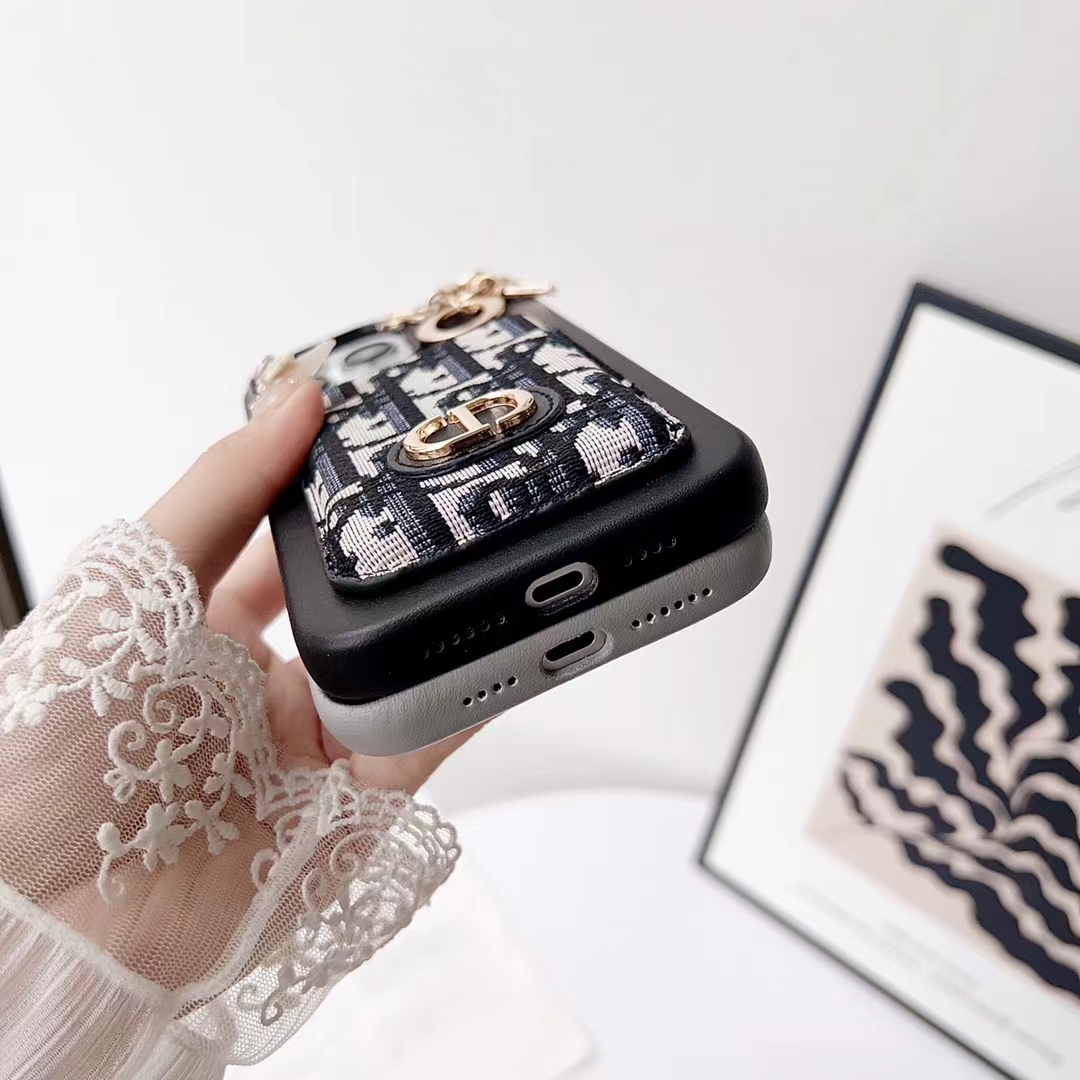 Christian Dior iPhone Case Card Slot for 12 13 14 15 Pro Max Plus