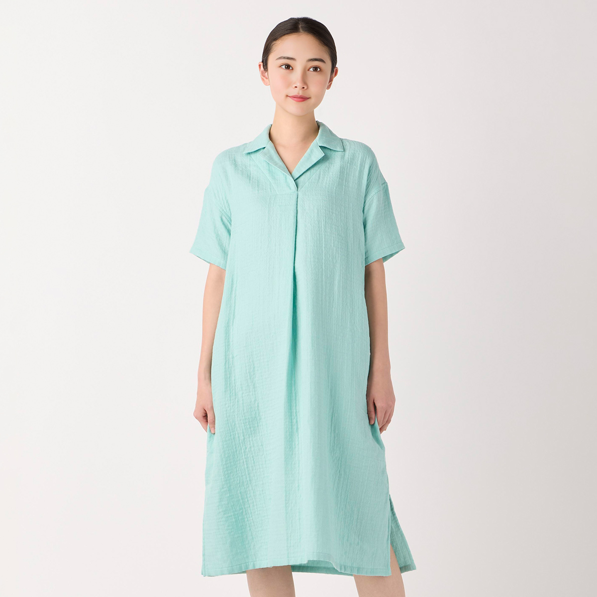 マシュマロガーゼ開襟ワンピース（RTS20549）-UCHINO relax-women