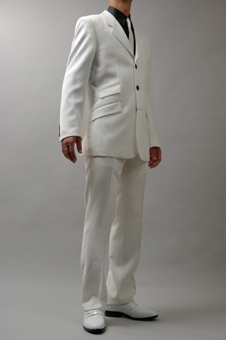 ダブルポケット白スーツ【ステージ衣装、舞台衣装、カラオケ衣装