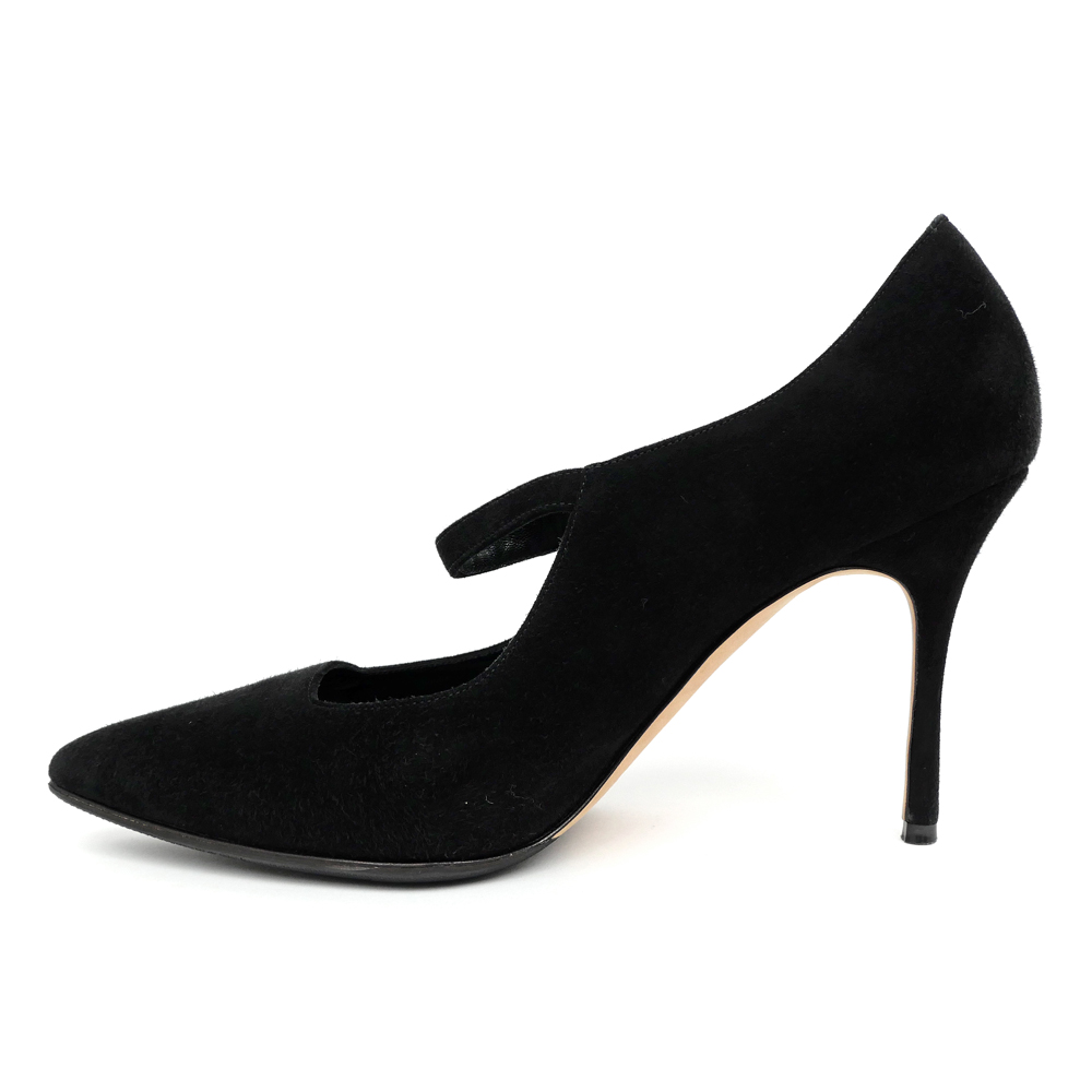 名東】【MANOLO BLAHNIK】マノロ ブラニク ヒールパンプス ビジュー BK