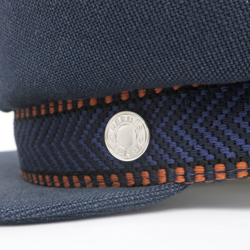 名東】【HERMES】エルメス キャスケット セリエ 帽子 ネイビー サイズ