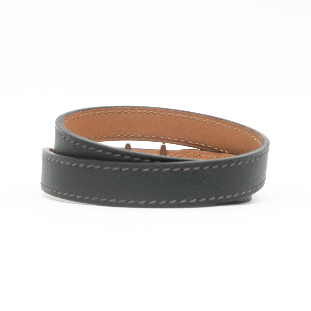 名東】【HERMES】エルメス レザーブレスレット トレンチ ブラック