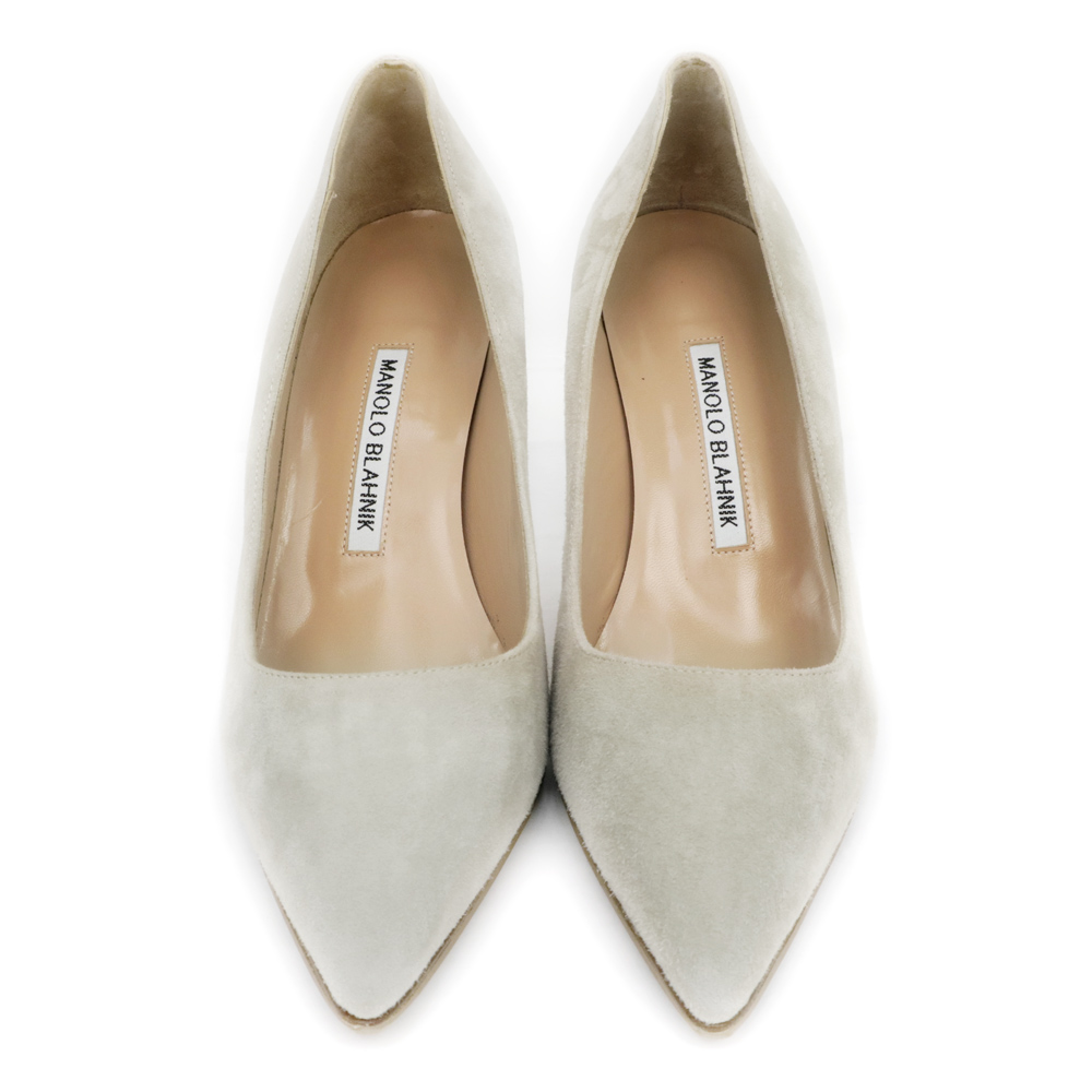 名東】【MANOLO BLAHNIK】マノロ ブラニク ヒールパンプス グレージュ