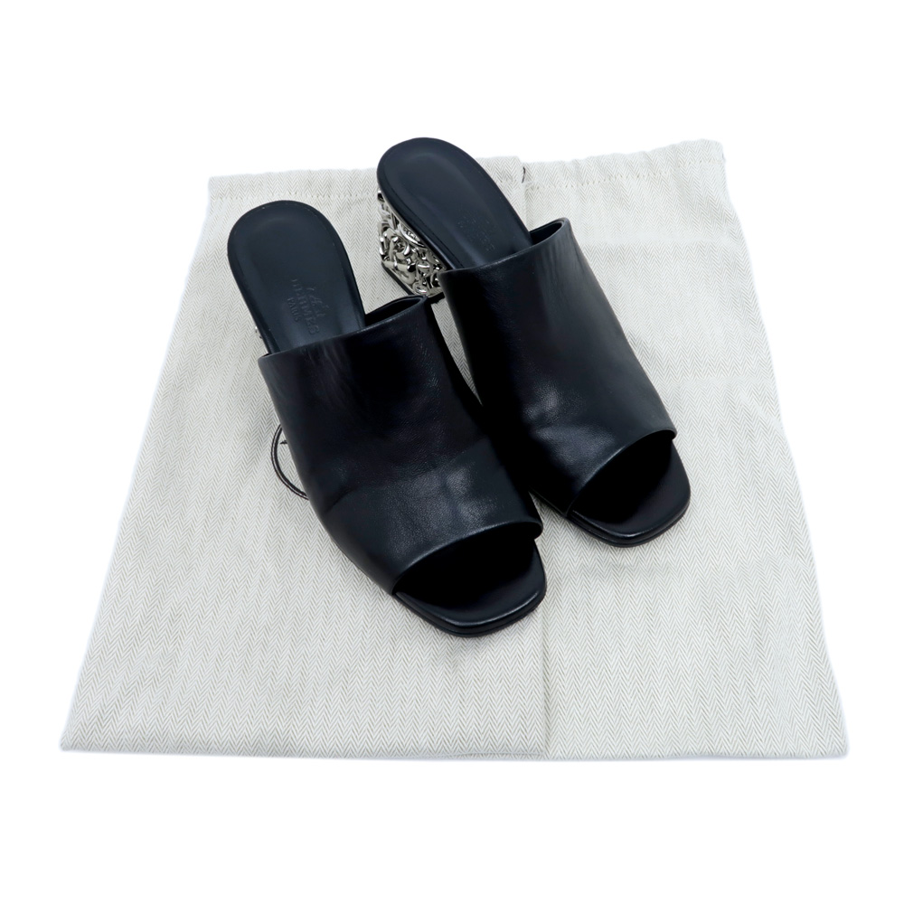 名東】【HERMES】エルメス サンダル グロッシー 60 BK ブラック