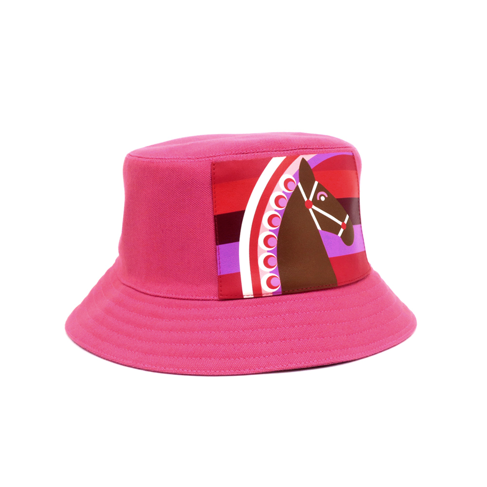 名東】【HERMES】エルメス フレッド バケットハット ピンク系 レッド